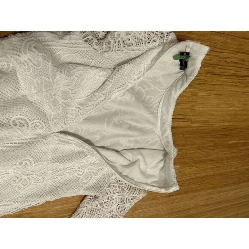 Pretty little thing sz 10 bodycon white crochet lace girlhoodcore romantic Fairy